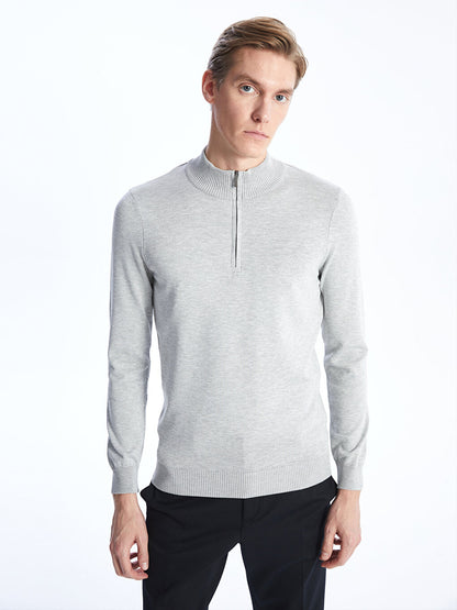 High Collar Long Sleeve Men's Knitwear Sweater