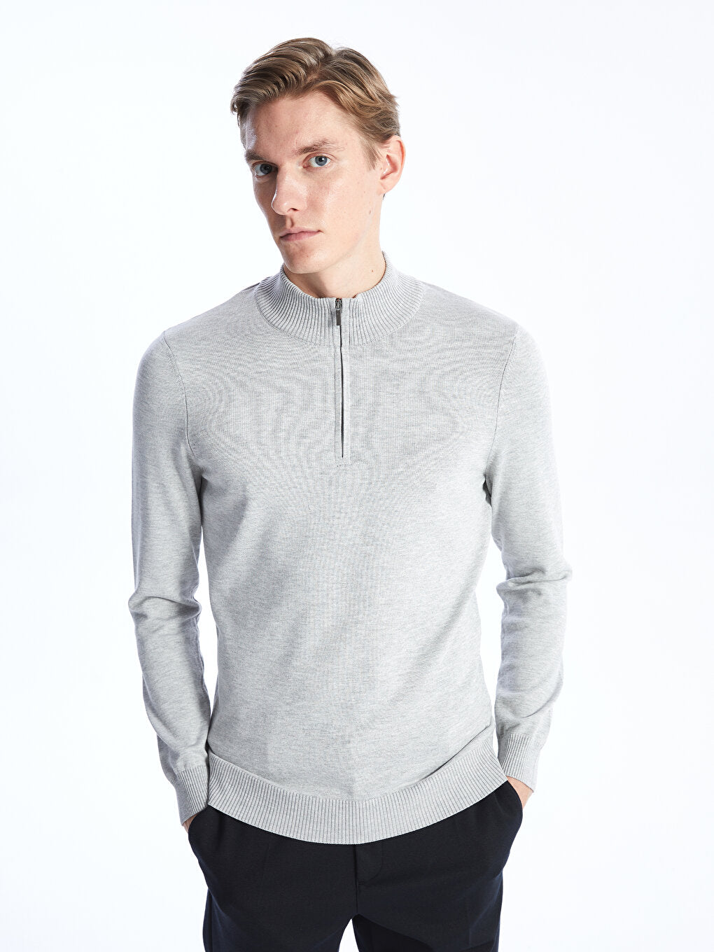 High Collar Long Sleeve Men's Knitwear Sweater