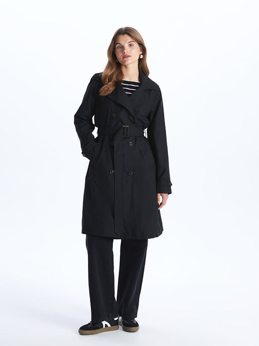 Women's Jacket Collar Plain Trench Coat