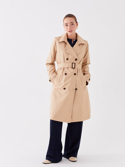 Women's Jacket Collar Plain Trench Coat