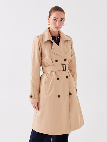 Women's Jacket Collar Plain Trench Coat