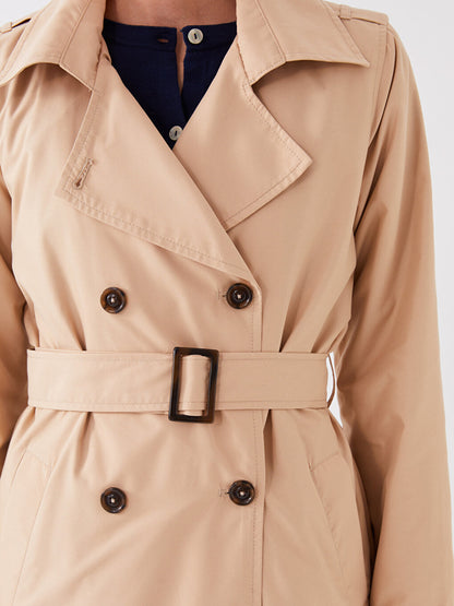 Women's Jacket Collar Plain Trench Coat