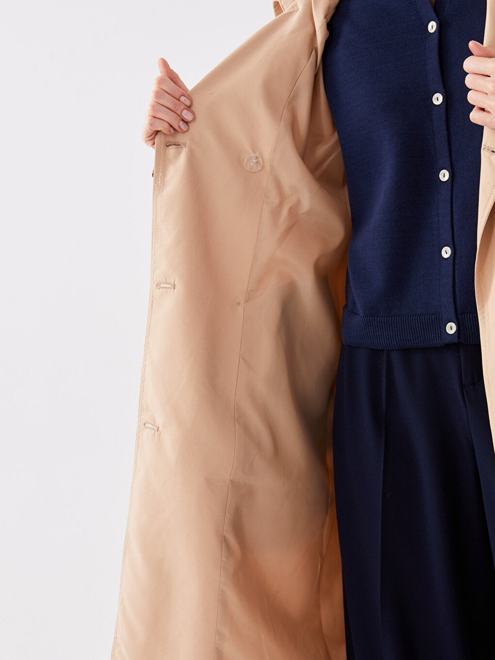 Women's Jacket Collar Plain Trench Coat