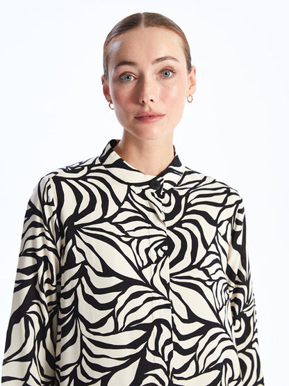 Judge Collar Patterned Long Sleeve Women's Shirt Tunic