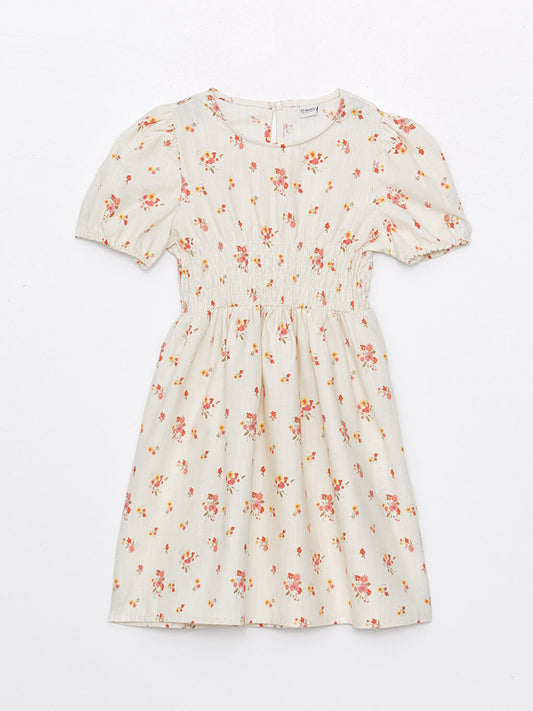 Crew Neck Floral Girl's Dress