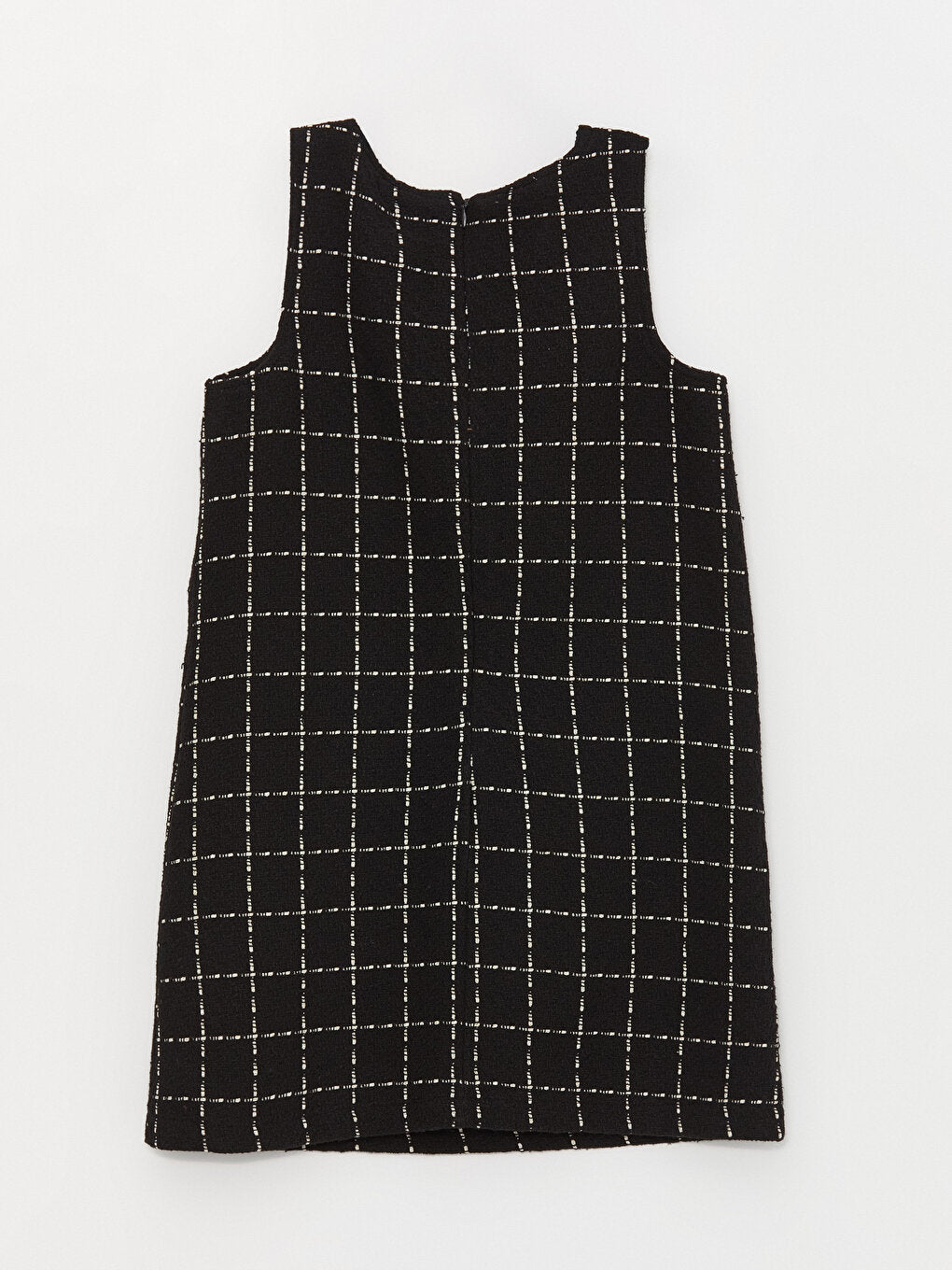 Crew Neck Plaid Girls' Tweed Dress