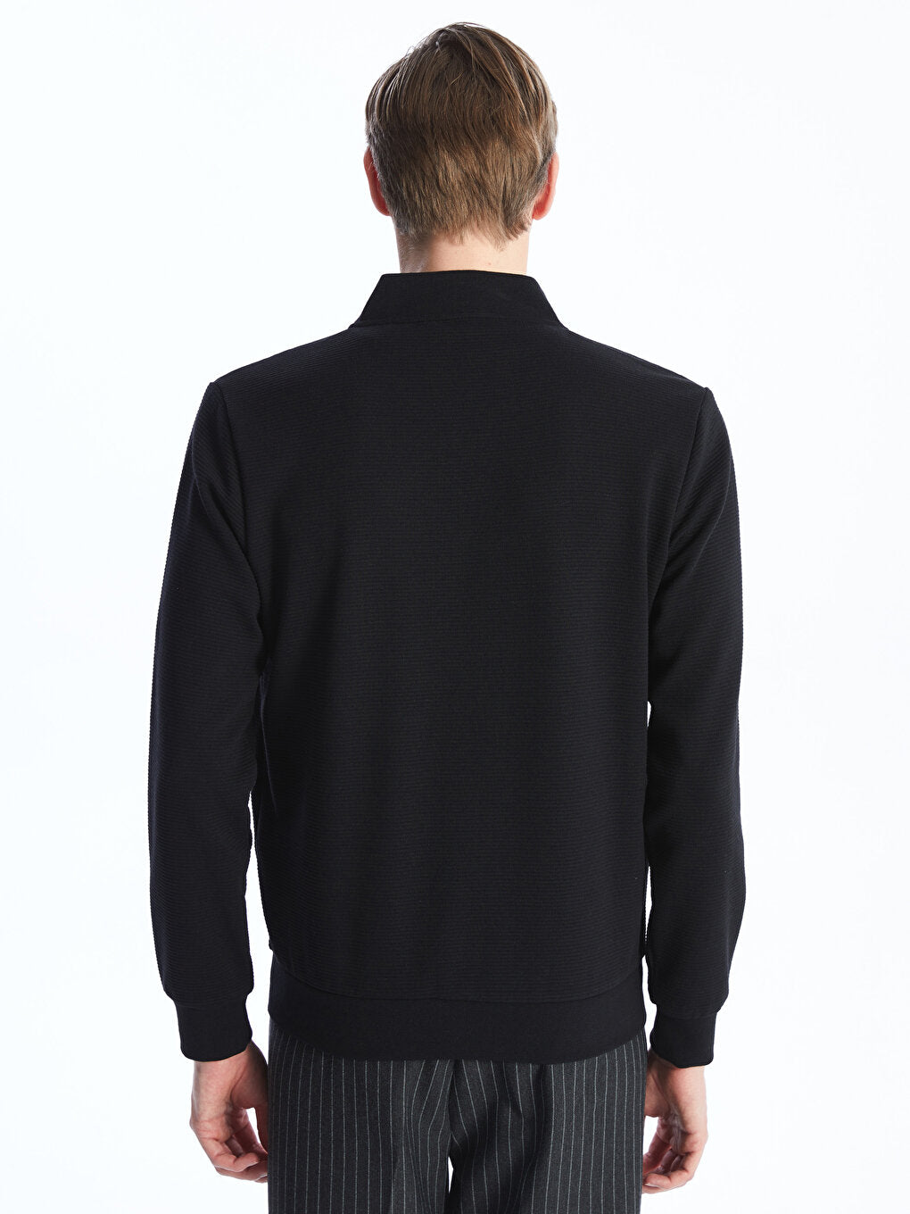 College Collar Long Sleeve Men's Zipper Sweatshirt