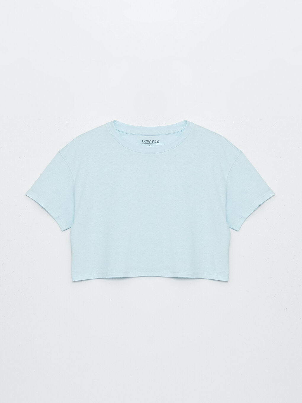 Crew Neck Plain Short Sleeve Women's Crop