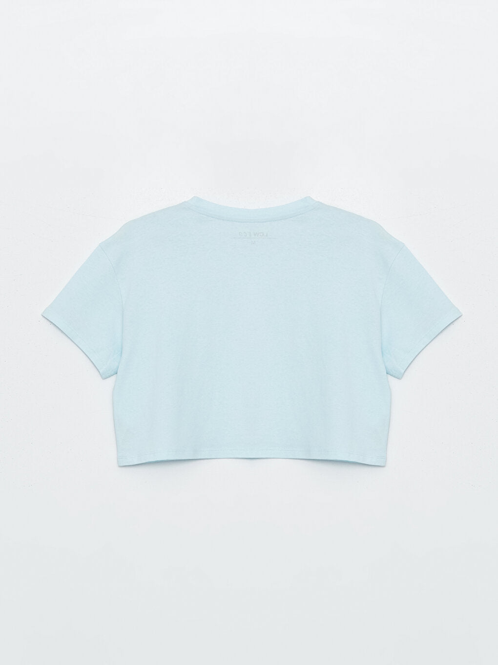 Crew Neck Plain Short Sleeve Women's Crop