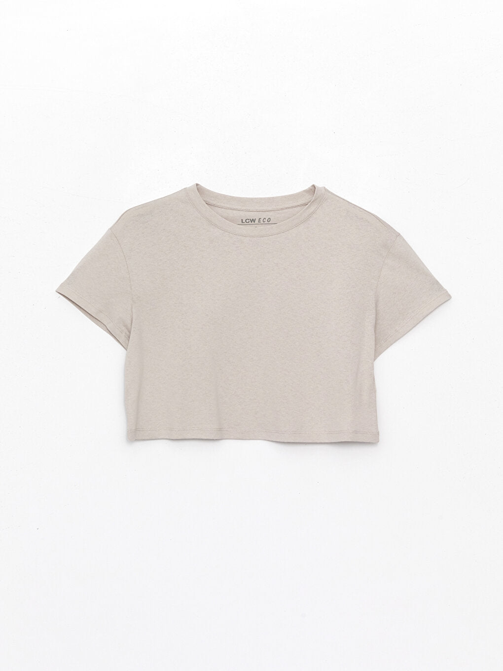 Crew Neck Plain Short Sleeve Women's Crop