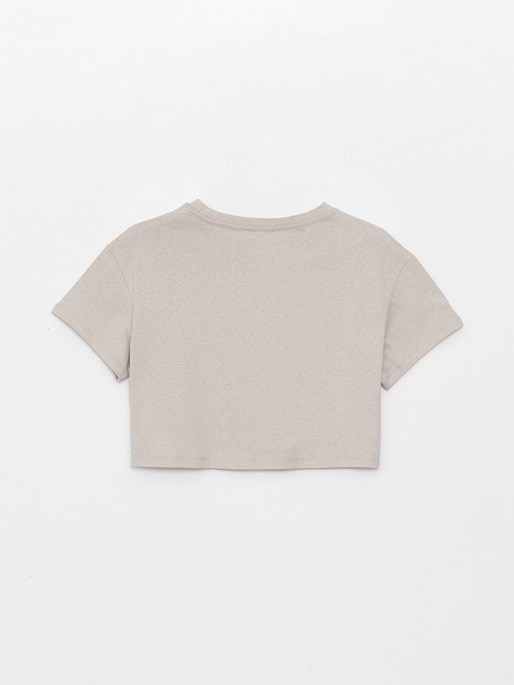 Crew Neck Plain Short Sleeve Women's Crop