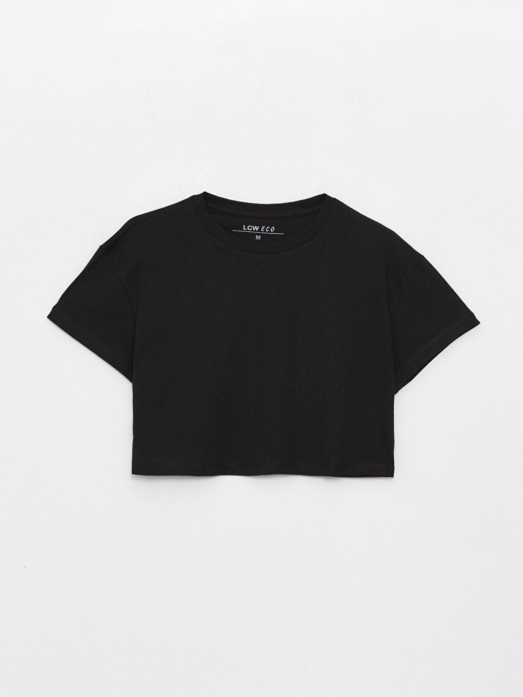 Crew Neck Plain Short Sleeve Women's Crop