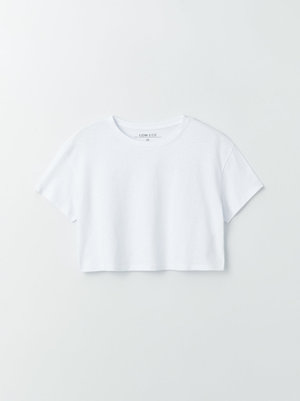 Crew Neck Plain Short Sleeve Women's Crop