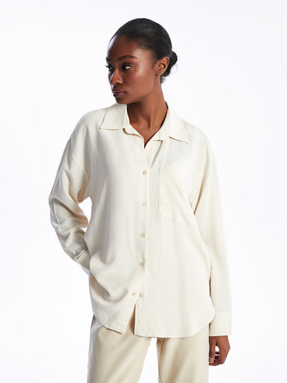 Plain Oversize Linen Blend Women's Shirt