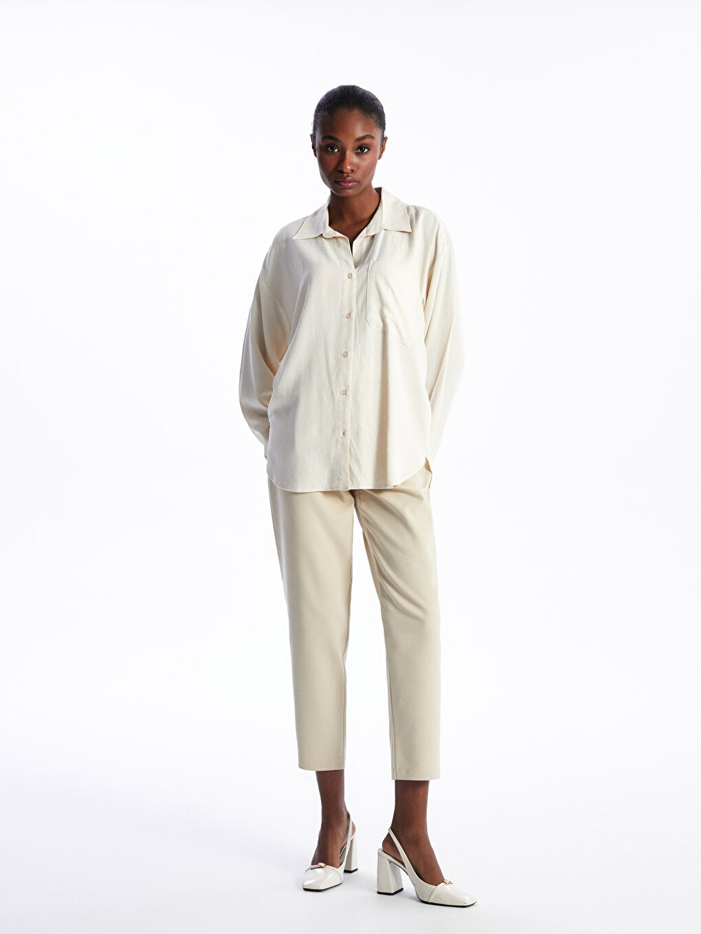 Plain Oversize Linen Blend Women's Shirt