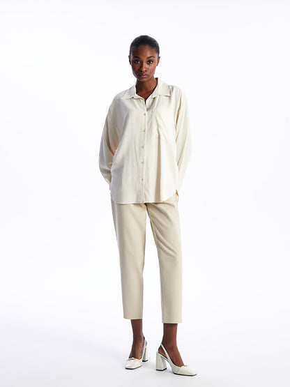 Plain Oversize Linen Blend Women's Shirt