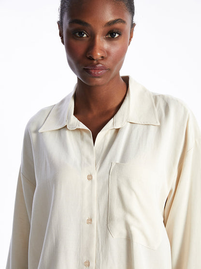 Plain Oversize Linen Blend Women's Shirt