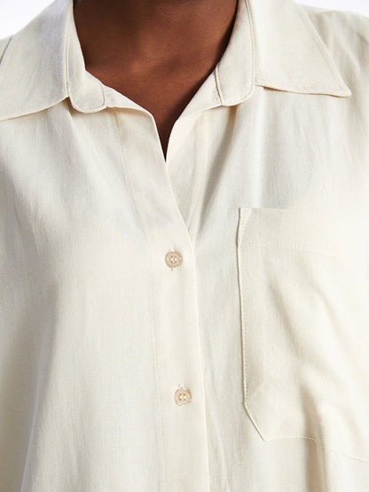 Plain Oversize Linen Blend Women's Shirt