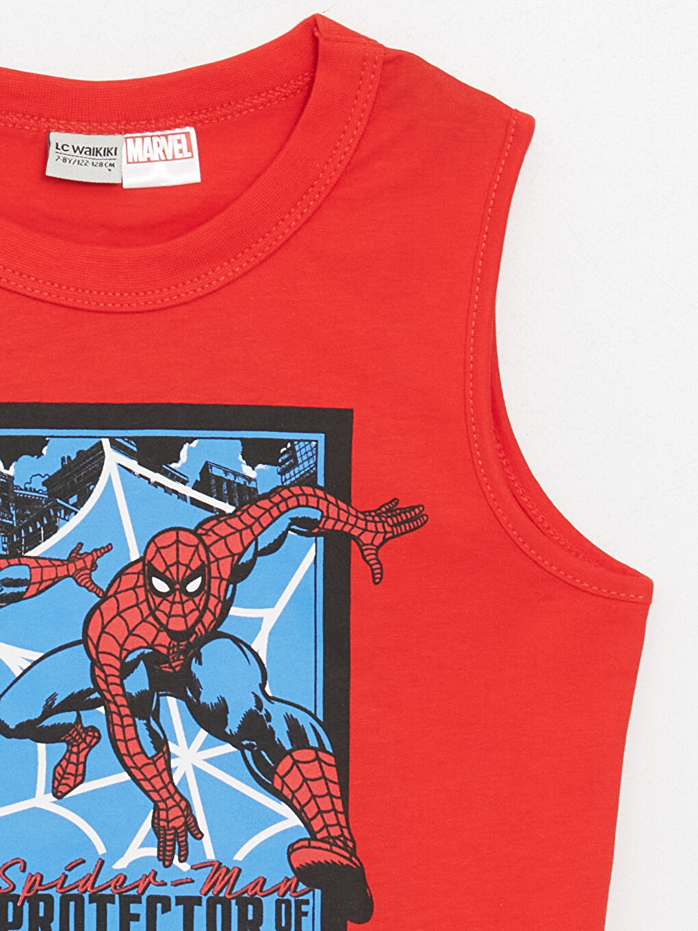 Crew Neck Spiderman Printed Boy's Undershirt and Swim Shorts