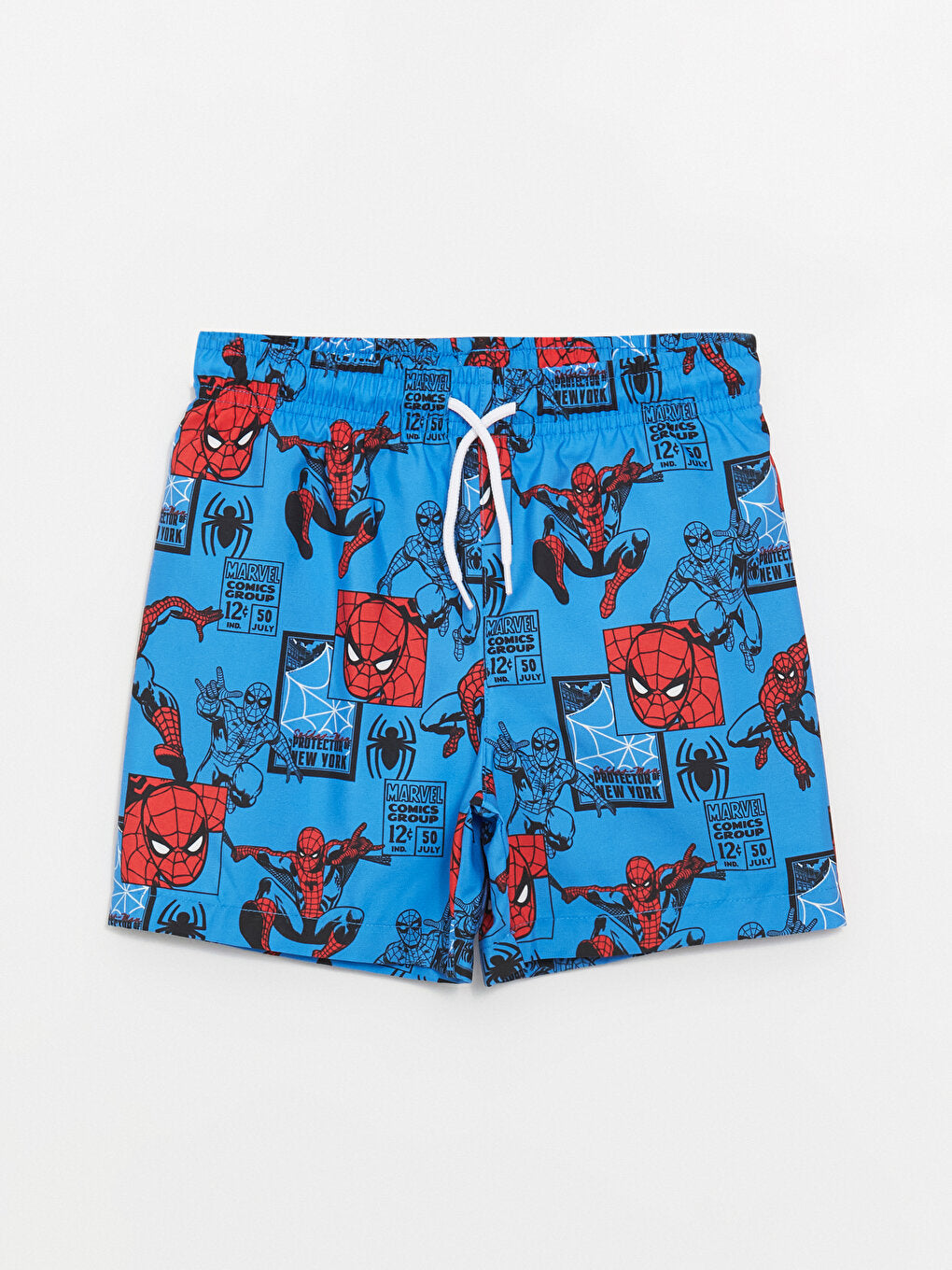 Crew Neck Spiderman Printed Boy's Undershirt and Swim Shorts