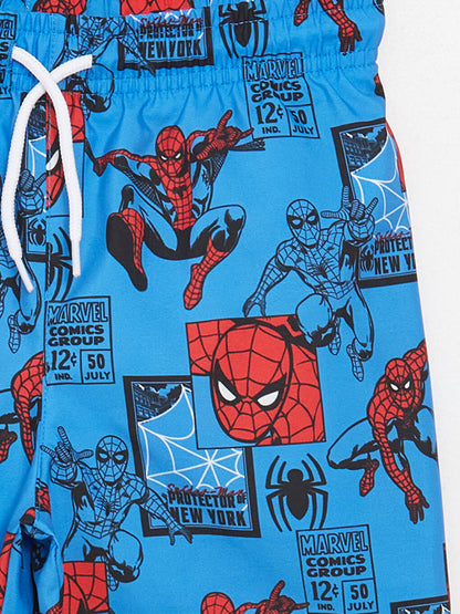 Crew Neck Spiderman Printed Boy's Undershirt and Swim Shorts