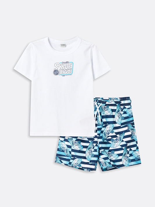 Crew Neck Boy's T-Shirt and Swim Shorts