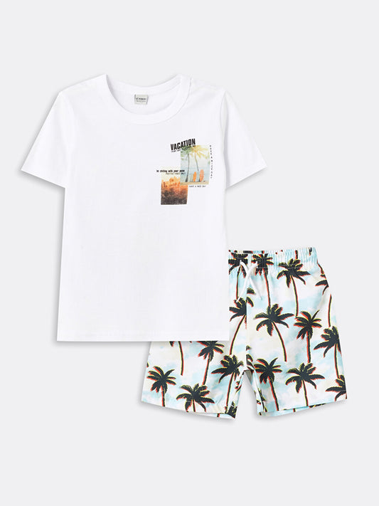 Crew Neck Boy's T-Shirt and Swim Shorts