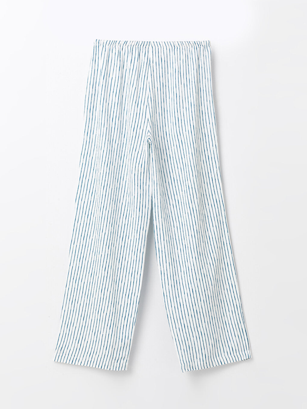 Striped Linen Blend Women's Trousers with Elastic Waist