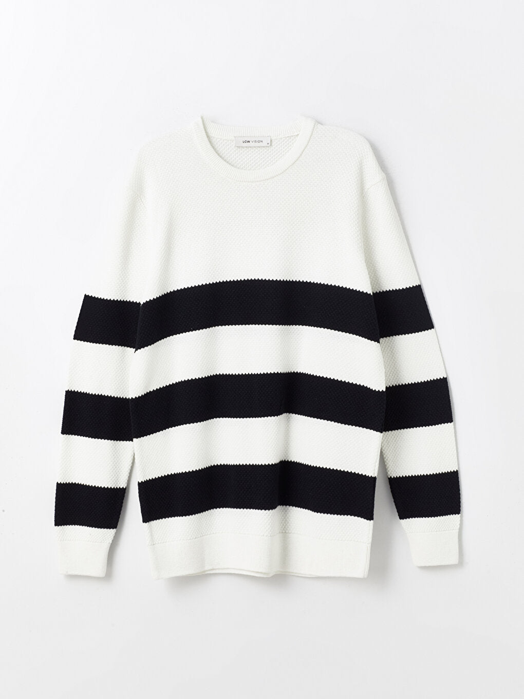 Crew Neck Long Sleeve Striped Men's Knitwear Sweater