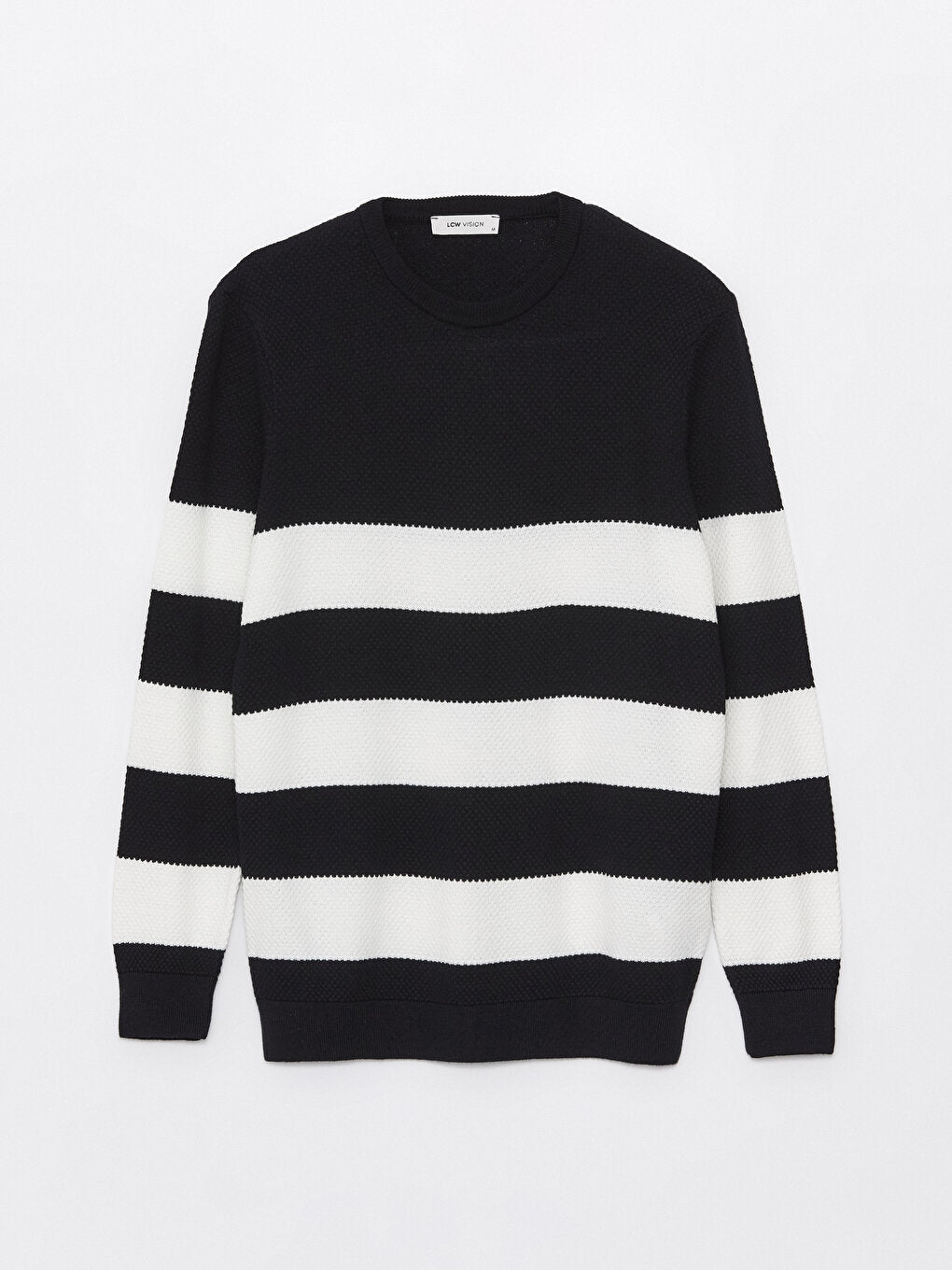 Crew Neck Long Sleeve Striped Men's Knitwear Sweater