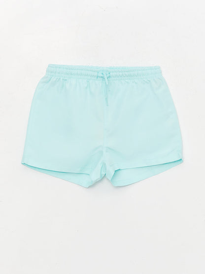 Basic Girls' Swim Shorts with Elastic Waist