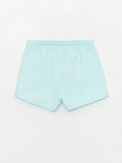 Basic Girls' Swim Shorts with Elastic Waist