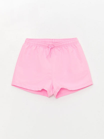 Basic Girls' Swim Shorts with Elastic Waist