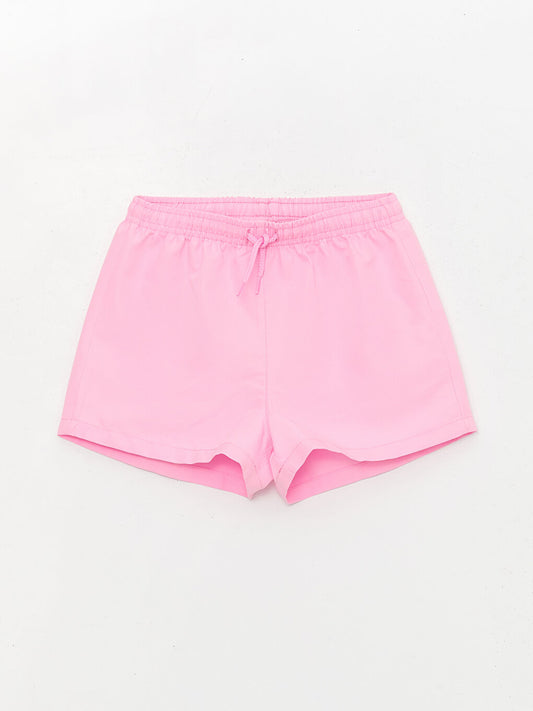 Basic Girls' Swim Shorts with Elastic Waist