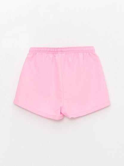 Basic Girls' Swim Shorts with Elastic Waist