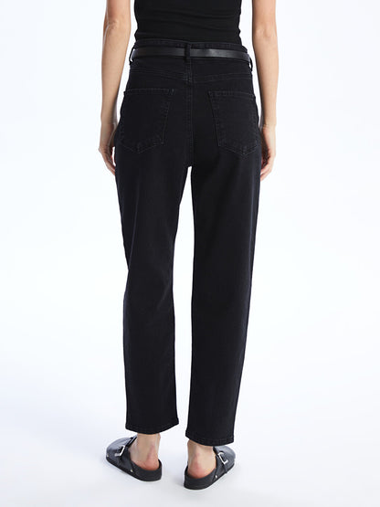 Belted Mom Fit Women's Jean Trousers