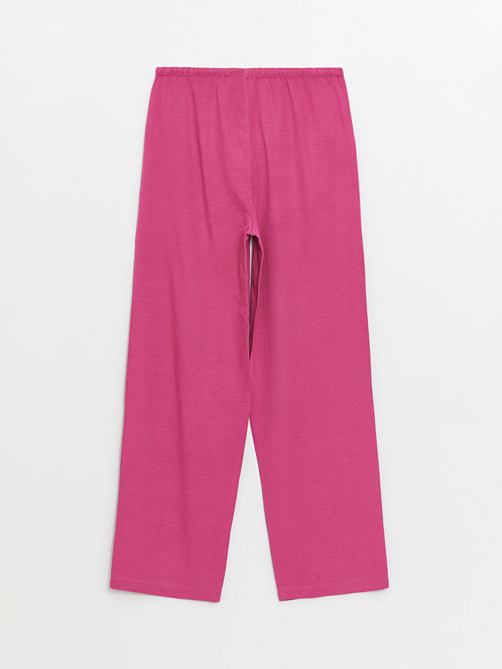 Plain Linen Blend Women's Trousers with Elastic Waist