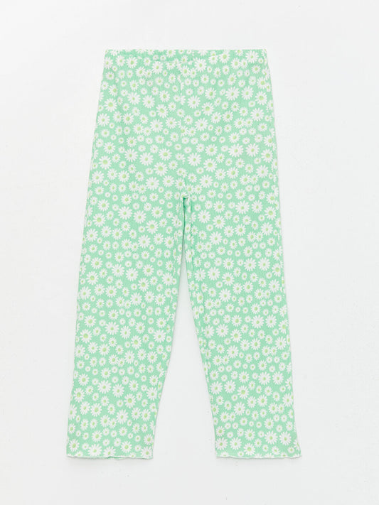 Floral Girls' Trousers with Elastic Waist