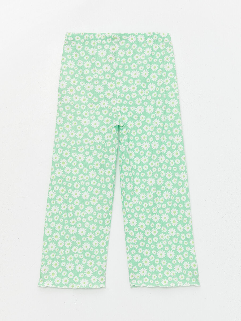 Floral Girls' Trousers with Elastic Waist