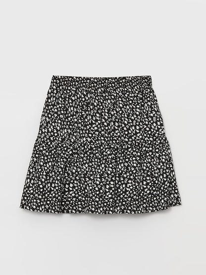 Patterned Women's Flared Skirt with Elastic Waist