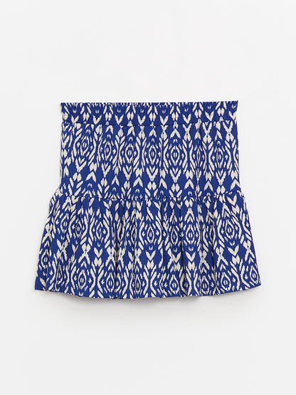 Patterned Women's Skirt with Shorts and Elastic Waist