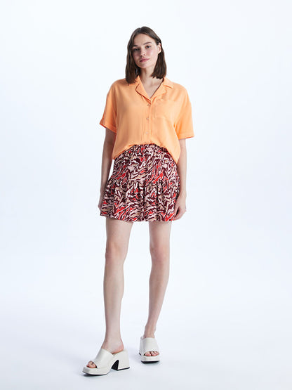 Patterned Women's Skirt with Shorts and Elastic Waist