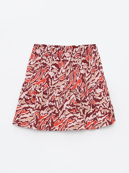 Patterned Women's Skirt with Shorts and Elastic Waist