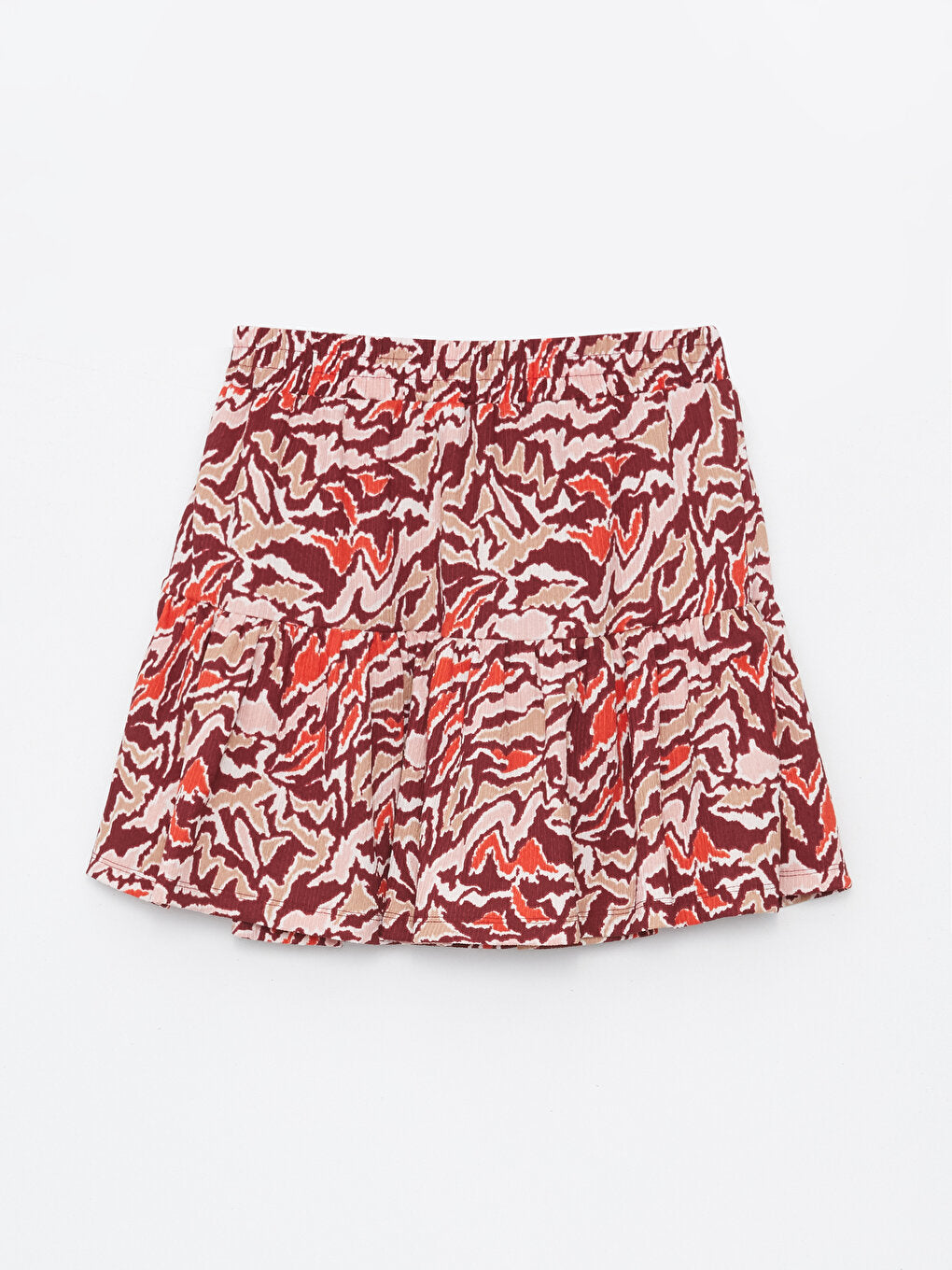 Patterned Women's Skirt with Shorts and Elastic Waist