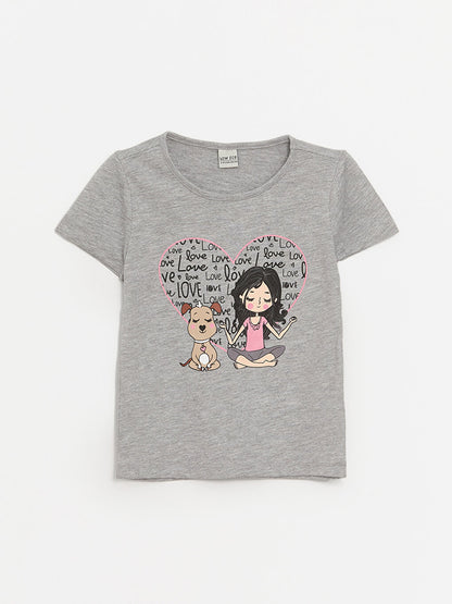 Crew Neck Printed Short Sleeve Girls' T-Shirt