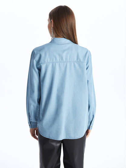 Plain Long Sleeve Women's Jean Shirt