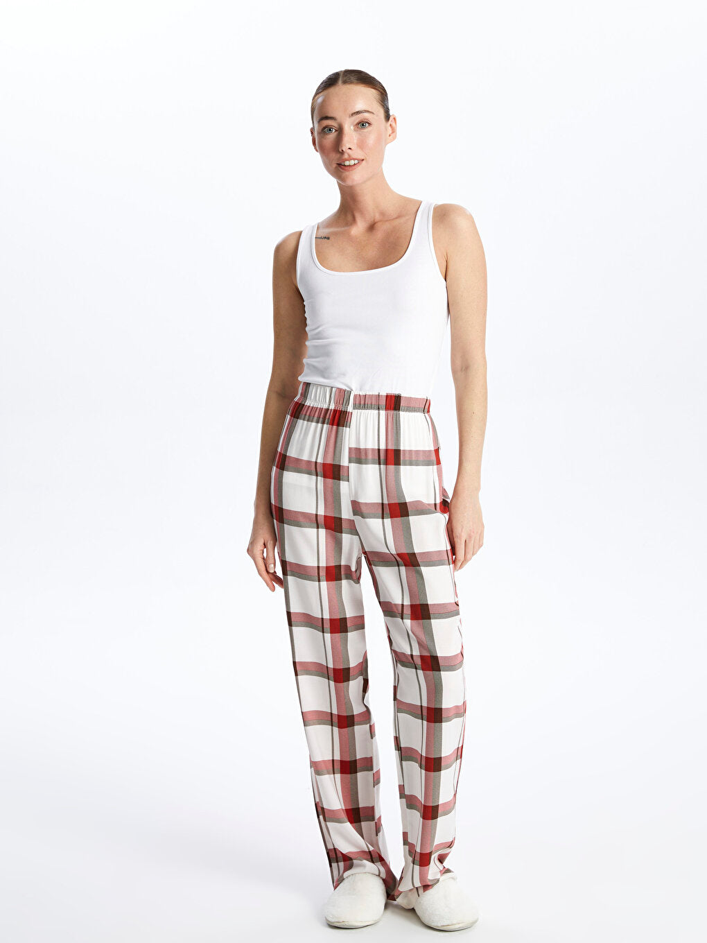 Plaid Women's Pajama Bottoms with Elastic Waist