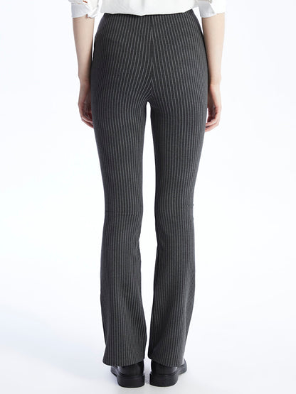 Elastic Waist Striped Flared Women's Leggings Trousers