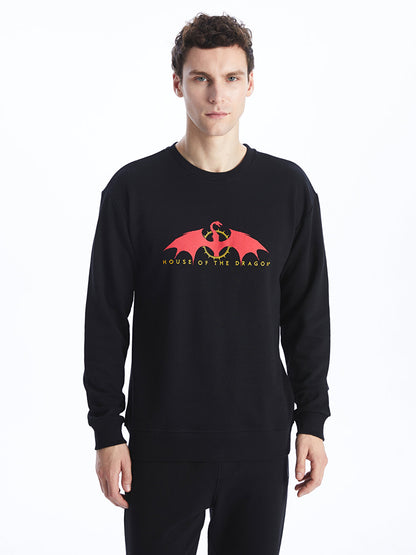 Crew Neck Long Sleeve House of the Dragon Printed Men's Sweatshirt