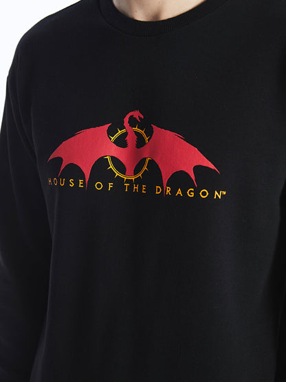 Crew Neck Long Sleeve House of the Dragon Printed Men's Sweatshirt